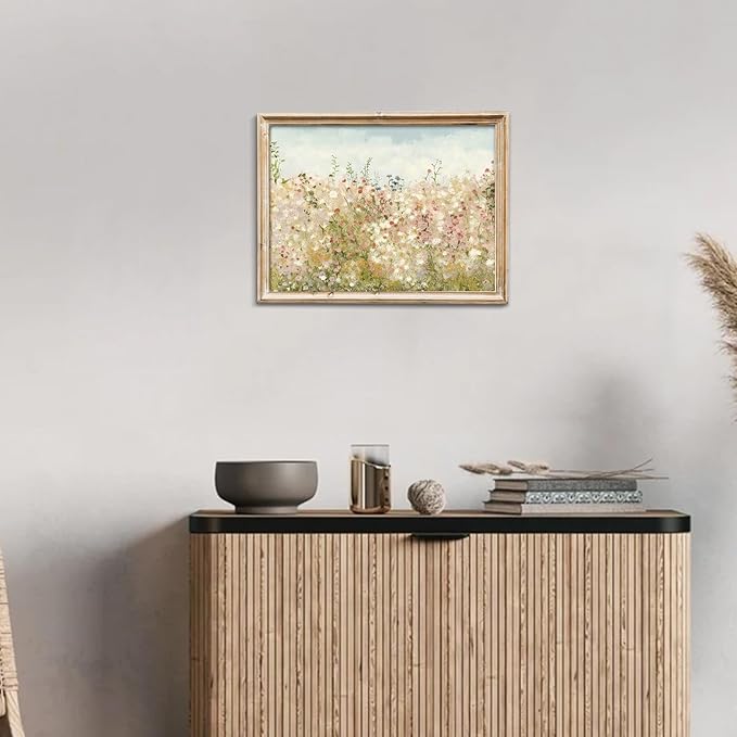 uniro Wildflower Field Vintage Canvas Wall Art for Home Decor, Spring Landscape Art Print, Botanical Floral Posters Oil Painting Wall Art, Plant Flower Pictures Farmhouse for Living Room, Bedroom, Bathroom Decor( 8" x 10"-UNFRAMED)