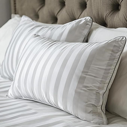 Hotel Grand Luxury Feather Down Pillows King Size Set of 2 Pack Hypoallergenic Medium Firm Pillows 100% Cotton Breathable Sleeping Pillows for Back/Side Sleepers Bed Pillows,20" X36"(2 Pack)