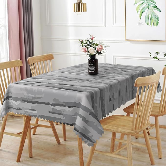 52x70inches Modern Rectangle Tablecloth Grey Aesthetic Stripes Abstract Art Table Cloth Washable and Wrinkle Resistant Fabric Table Cover for Kitchen Dining Room Living Room Home Decor