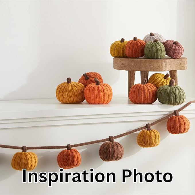 Your Heart's Content MINI Knit Pumpkins Set of 5, Fall Favorite, Gifts for Women, Autumn Bowl fillers Fall Farmhouse Tier Tray Decor, Decorative Pumpkins for Friend (Autumn Set)