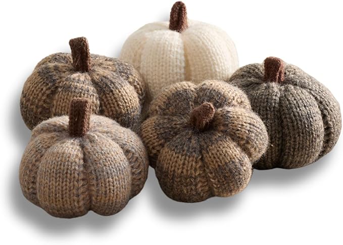 Your Heart's Content Mini Knit Pumpkins - Rustic Home Decor, Bowl Fillers, Shelf Decor Accents, Fall Wedding Decor, Cozy Home, Garland or Ornaments (Cobblestone 5)