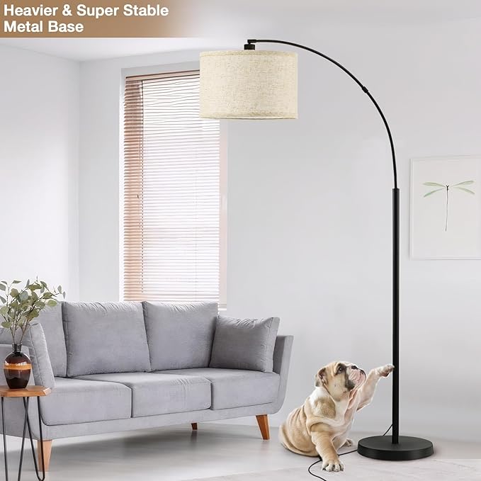 Luvkczc 71" Arc Floor Lamps for Living Room, Standing Lamp with Adjustable Head, Tall Pole Lamp with Foot Switch, Arched Reading Light for Bedroom, Office, 9W 3 Color Temperatures Bulb Included