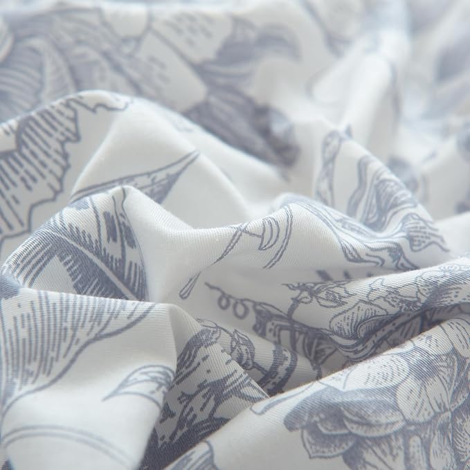 HoneiLife King Duvet Cover Set - 100% Cotton Comforter Cover Floral Duvet Cover Sets,Soft & Breathable Duvet Cover with Zipper Closure and Corner Ties,3pcs Wildflower Comforter Cover Sets-Herbs