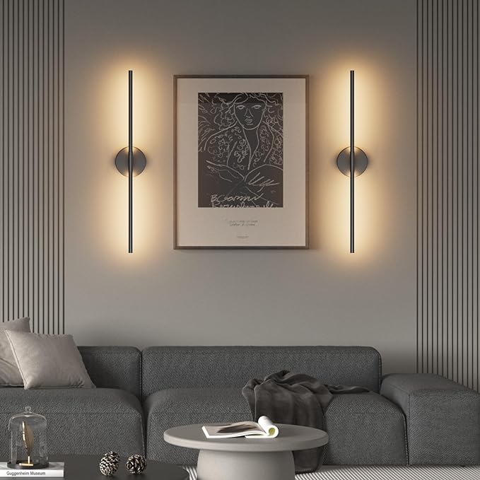 28In Black Wall Sconce Set of Two Hardwired 3000K LED Modern Wall Light Fixture 360° Rotatable for Living Room Hallway Bedroom(2 Pack)