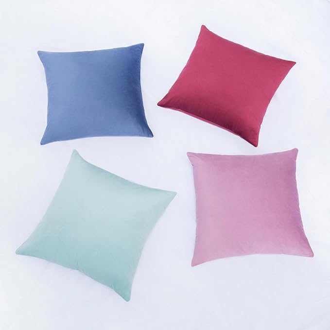 MONDAY MOOSE Decorative Throw Pillow Covers Cushion Cases, Set of 4 Soft Velvet Modern Designs, Mix and Match for Home Decor, Pillow Inserts Not Included (20x20 inch, Purple/Blue)