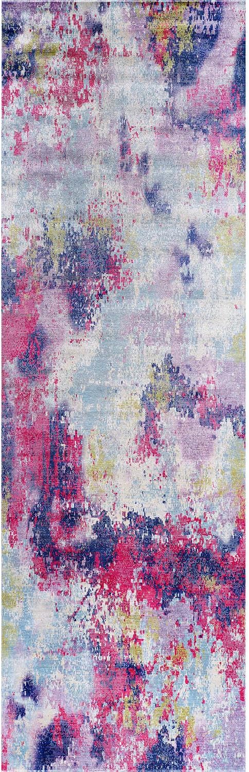 Non Slip Rugs 2x7 Modern Abstract Easy Silk Rubber Backing Soft Runner Rug for Hallways Easy to Clean Non Shedding Kitchen for Laundry Room Indoor Area Carpet (Lilac - Purple, 2x7)