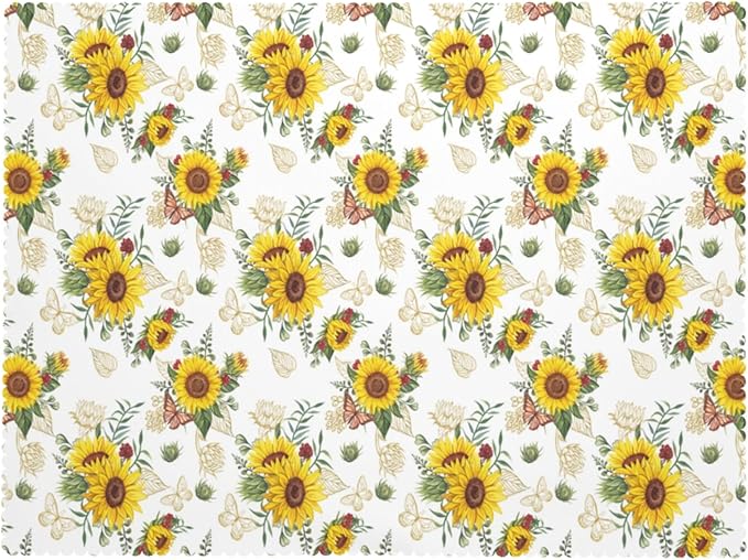 Sunflower Tablecloth Sunflowers Season Floral Rectangle Tablecloth Watercolor Flower Botanical Style Table Cover 54×72 Inch Washable Table Cloth for Kitchen Dining Room Party Decoration