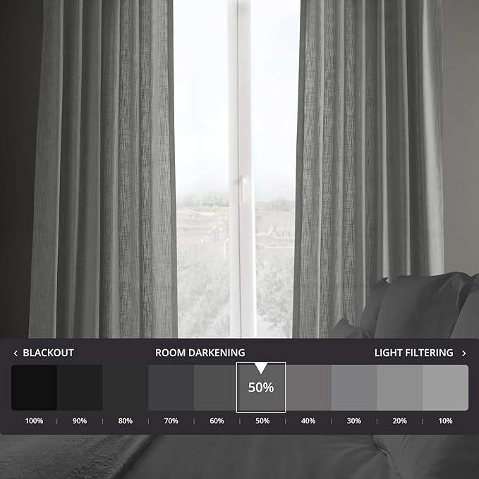 HPD Half Price Drapes Heavy Faux Linen Light Filtering Curtains for Bedroom 84 Inches Long (1 Panel) - Rod Pocket Curtains for Living Room - Window Curtains Home Decor - 50 X 84, Ash Grey