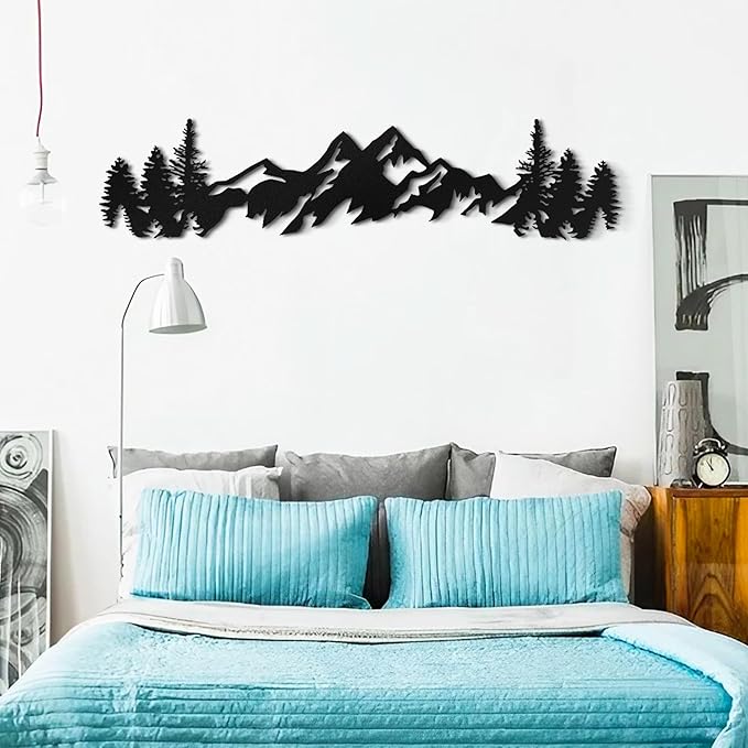 Royxen Metal Mountain Wall Art 71 Inch /54 Inch Long, Mountain Wall Decor, Mountain Art Wall Hangings for Living Room, Bedroom (54 x 13 Inches)