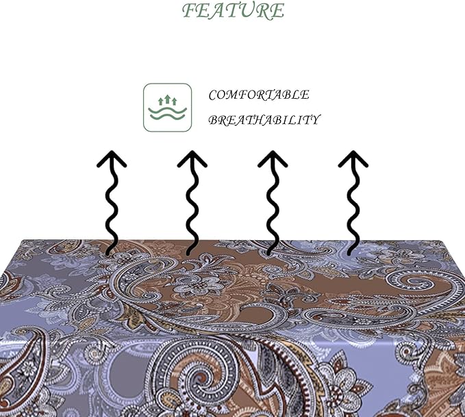 70x90 Inch Paisley Floral Rectangular Tablecloth Vintage Boho Flower Table Cloth Bohemian Washable Durable Table Cover for Dining Banquet Garden Patio Decor