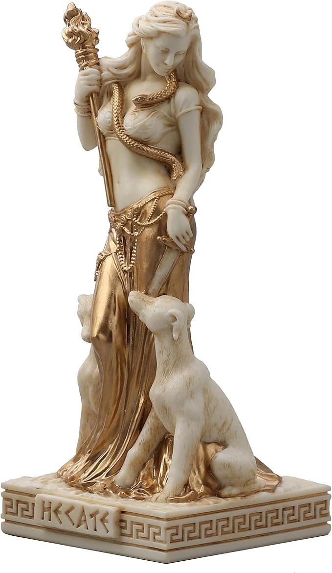 Veronese Design 3 5/8 Inch Greek Goddess Hecate Resin Hand Painted White Gold Miniature Figurine
