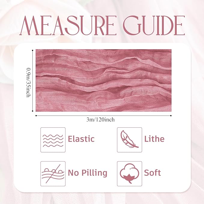 Wokceer Cheesecloth Table Runner 2Pack 10FT Dusty Rose Boho Gauze Cheese Cloth Table Runner for Party Long Rustic Sheer Table Runners for Baby Bridal Shower Wedding Easter Table Decor