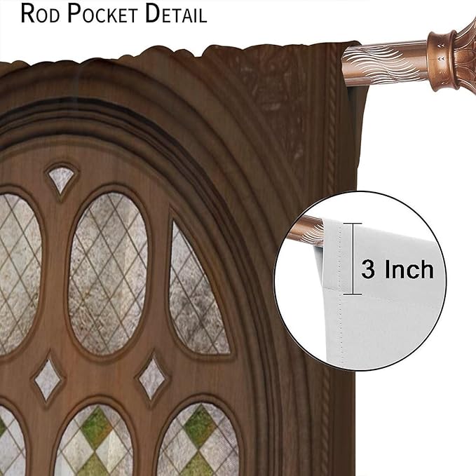 Gothic Medieval Library Blackout Curtains, Mid Century Study Cat Print Pattern Window Drapes, for Living Room Bedroom 21(W)*63(L) 2 Panels