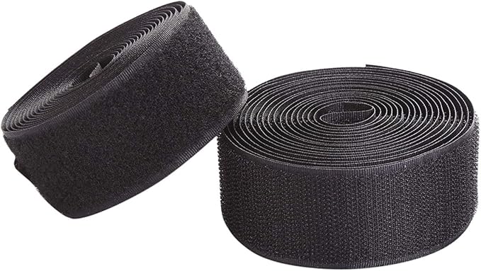 Sew on Hook and Loop Style 2 Inch Non-Adhesive Back Nylon Strips Fabric Fastener Non-Adhesive Interlocking Tape Black,5 Yard