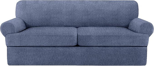 3 Piece T Cushion Sofa Slipcovers Stretch Couch Cover Furniture Covers with 2 Individual T Cushion Covers, Machine Washable for Living Room (Blue Gray, 2 Cushions)