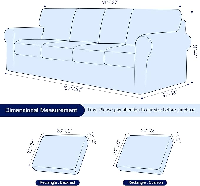 SUBRTEX 9 Pieces Stretch Sofa Slipcover Sets Couch Cover Sets Backrest Cushion Covers Furniture Protector Collection Set for Oversize Sofa Loveseat Chair Slip Covers(X-Large, Dark Cyan)