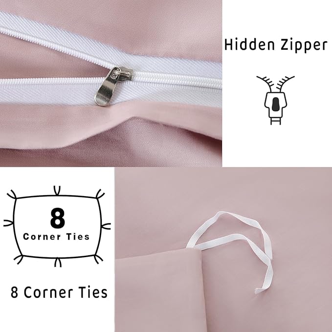 100% Organic Cotton California King Duvet Cover 400 Thread Count Percale 104x98 Inches Sateen Comforter Cover Soft and Breathable Bedding Set 3 Piece（Light Pink,Cal King）