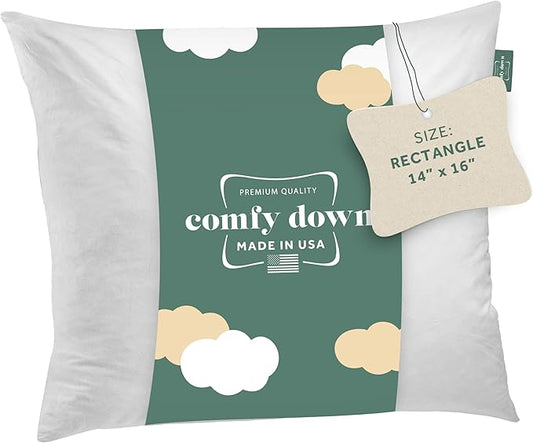 ComfyDown Decorative Throw Pillow Insert, Down and Feather Fill, 100% Cotton Cover, 233 Thread Count - Made in USA (14 X 16)