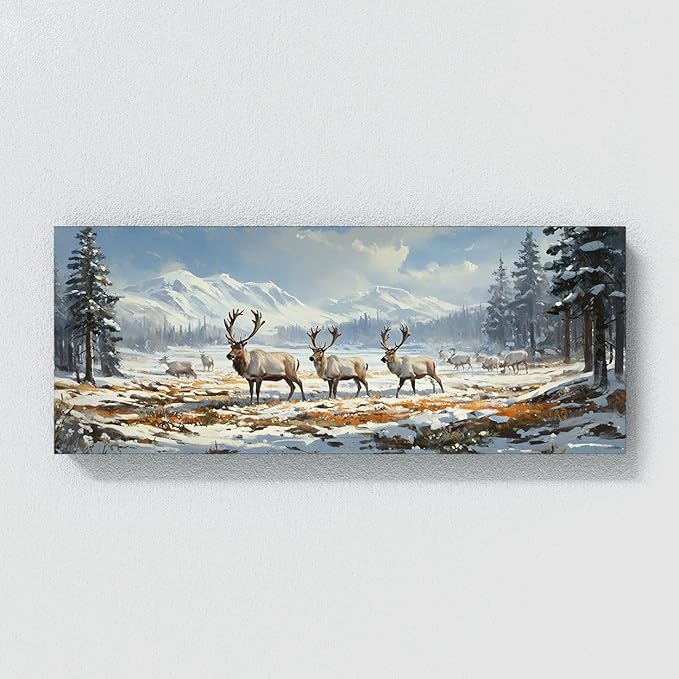 Sense Canvas Scandinavian Grazing Serenity 13 Canvas Art - Home Decor Wall Art Print Poster Painting Large 40x16 / 0.75"