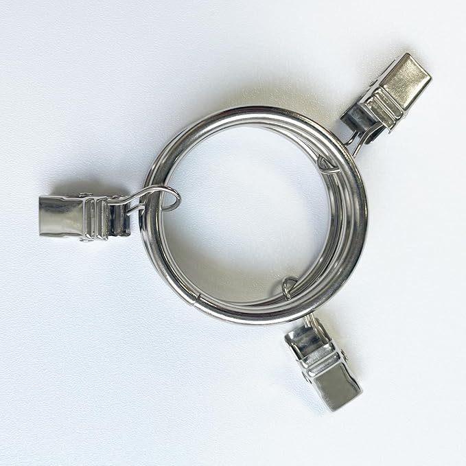 40 Pack Metal Curtain Rings with Clips, Drapery Clips Hooks, Decorative Curtain Rod Clips 1.5 in Interior Diameter, Silver