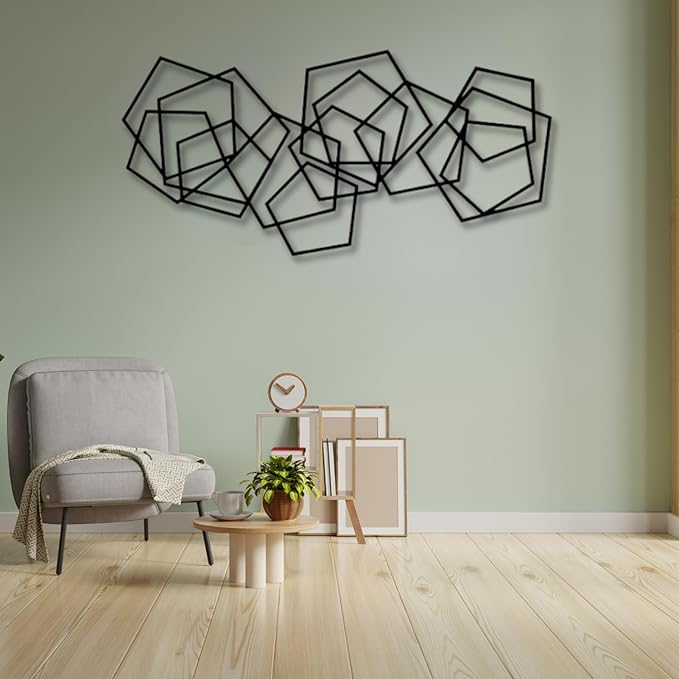 Metal Geometric Home Wall Decor ，Contemporary Minimalist Metal Wall Art, Abstract Decor for Home, Modern Sculpture for Living Room, Bedroom, Office Decoration (30"X15" / 76X37 CM)