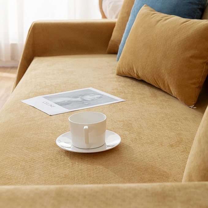 VClife Anti Cat Scratch Sofa Cover, 100% Waterproof Couch Cover for Pets Sofa Cover for Sectional Sofa, Anti Slip Couch Protector Washable Throw Couch Cover for 3 Cushion Couch Sofa, Yellow, 71"X150"