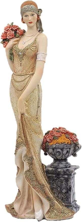 Comfy Hour Glamour Elegance Victorian Style Lady Collection Luxury Lady with Flower Resin Art Figurine, 13-inch Height