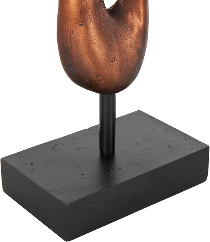 Deco 79 Polystone Abstract Decorative Sculpture Abstract Home Decor Statue with Rectangle Black Base, Accent Figurine 6" x 4" x 28", Bronze