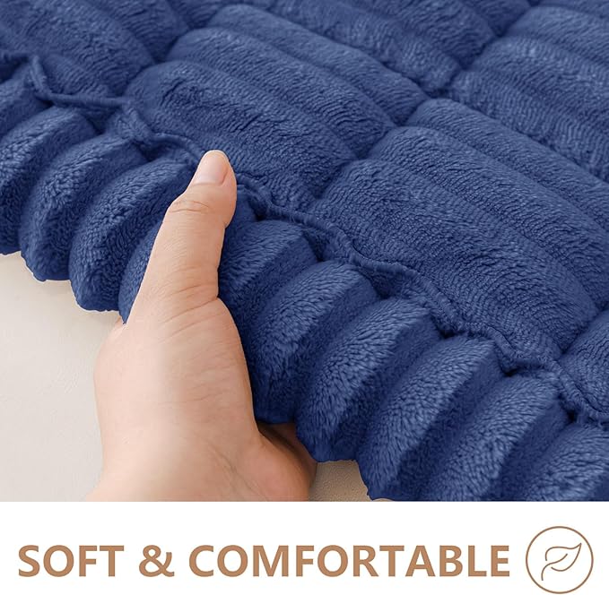 Smiry Couch Cover for Dogs Washable, Non Slip Fuzzy Pet Couch Covers for 3 Cushion Sofa Pet Friendly, Thick Soft Sofa Slipcovers Cushion Protector (Navy Blue, 27.6" x 70.9")