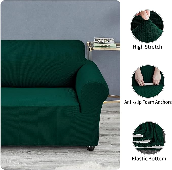 Joccun Stretch Chair Couch Cover,1-Piece Sofa Slipcover Spandex Jacquard Fabric Sofa Covers with Elastic Bottom,Washable Furniture Protector for Dogs,Cats,Kids(Armchair,Hunter)