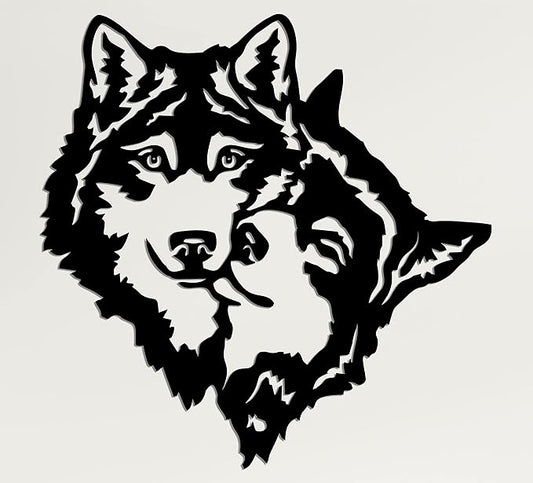DEKADRON Metal Wall Art - Wolves - Wall Silhouette Metal Wall Decor Home Office Decoration Bedroom Living Room Decoration (17" W x 17" H/44x44cm)