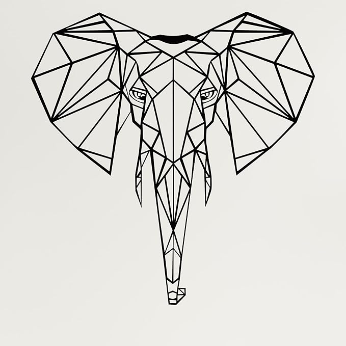 DEKADRON Metal Wall Art- Geometric Elephant Head Metal Wall Decor Home Office Decoration Bedroom Living Room Wall Hangings (34" W x 35" H/87x90cm)
