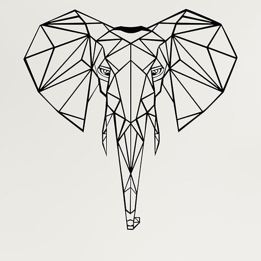 DEKADRON Metal Wall Art- Geometric Elephant Head Metal Wall Decor Home Office Decoration Bedroom Living Room Wall Hangings (34" W x 35" H/87x90cm)