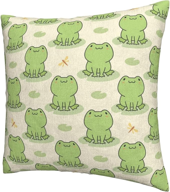 Frog Pattern Pillow Covers 20x20 Inch Set of 2 Cute Frogs Throw Pillow Cover Funny Cartoon Animal Square Pillowcase Cushion Cases for Home Couch Bed Sofa