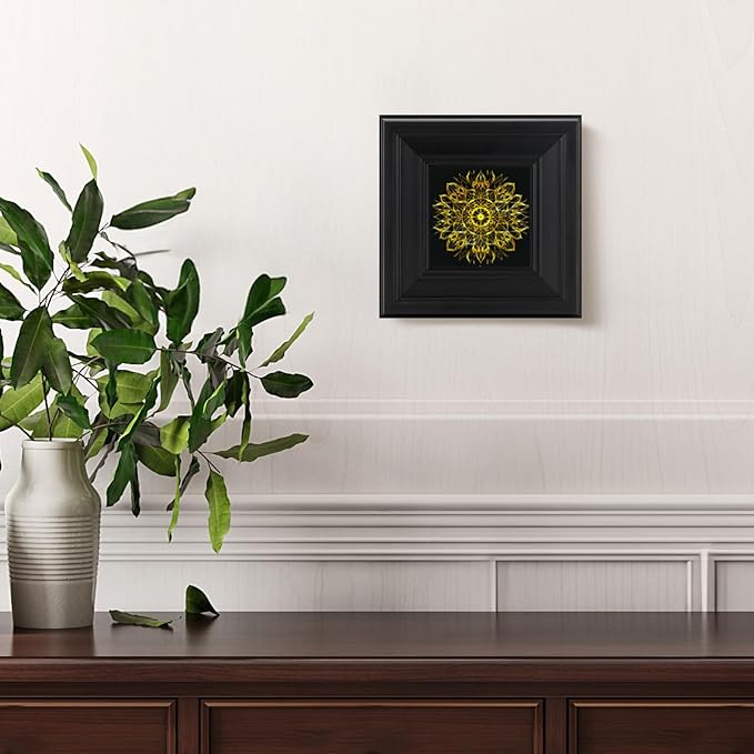 Brivoria Mandala Wall Art Home Decor, Gold Sacred Geometry Pattern with Layered Frame Design, Modern Spiritual Wall and Tabletop Display for Living Room Bedroom Meditation Yoga Space, 8x8