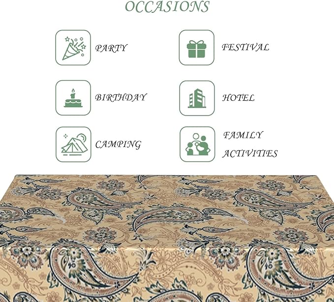 54x108 Inch Paisley Rectangular Tablecloth Retro Bohemian Floral Table Cloth Bohemian Washable Durable Table Cover for Dining Banquet Garden Home Decor