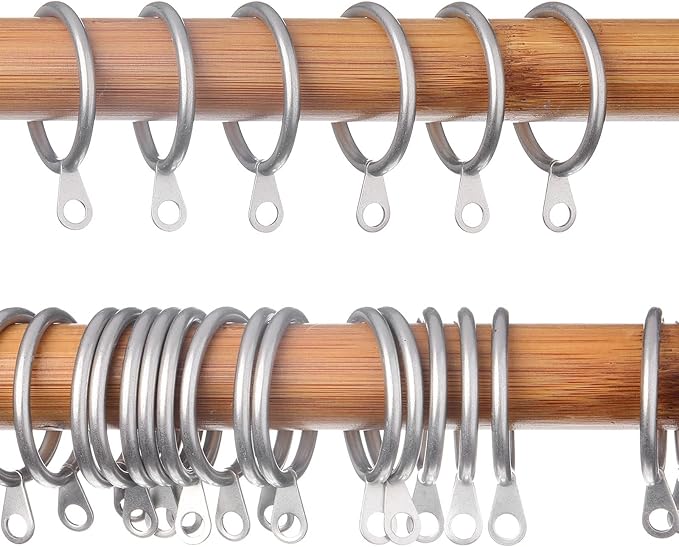 Shappy 40 Pack Metal Drapery Curtain Rod Rings with Eyelets Internal Diameter 1.18in Fits up to 0.79in Rod Hanging Drape Sliding Eyelet Gray Rings for Window Door Shower Bathroom