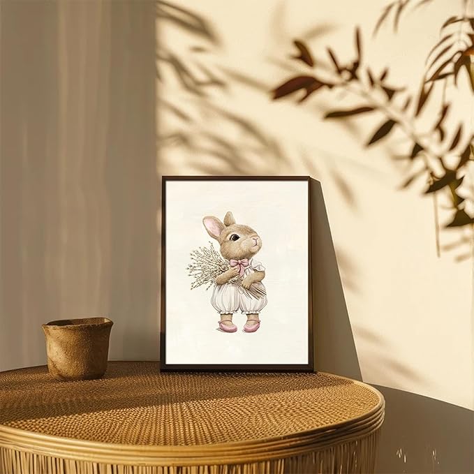 XOCUUI Pink Nursery Wall Decor Art Prints, Cute Baby Girl Room Decor, Pink Girl Wall Art Vintage Floral Wall Decor for Baby Girls' Nursery & Kids' Room - 8x10inch|Unframed