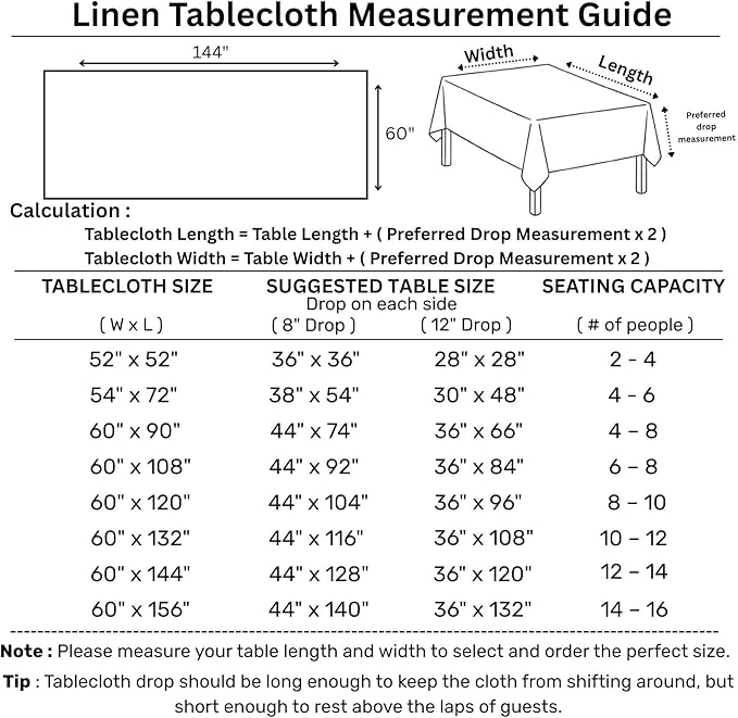 Solino Home Linen Tablecloth 60 x 144 Inch - 100% Pure Linen Christmas Green Table Cloth for Rectangle Tables - Fete, Machine Washable Tablecloth for Thanksgiving