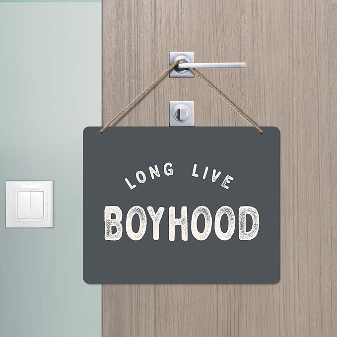 Udinaz Long Live Boyhood Boys Room Hanging Sign, Playroom Wall Decor, Kids Room Hanging Wood Plaque Decor for Boys Toddler Nursery Bedroom Playroom Wall Door Decorations
