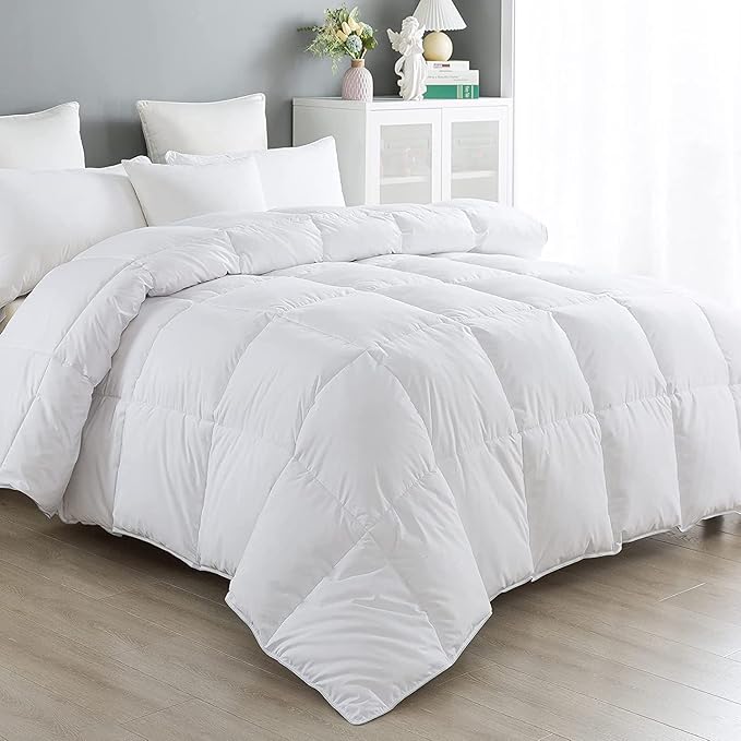 Cozynight Down Alternative Comforter Super King Plus Comforters Duvet Insert with Corner Tabs-Breathable-Box Stitched Reversible Comforter (White, 128"x120")