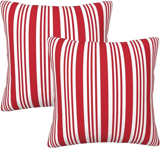 Red and White Striped Pillow Covers 18x18 Inch Set of 2 Red Stripes Throw Pillow Cover Lines Texture Square Pillowcase Cushion Cases for Home Couch Bed Sofa