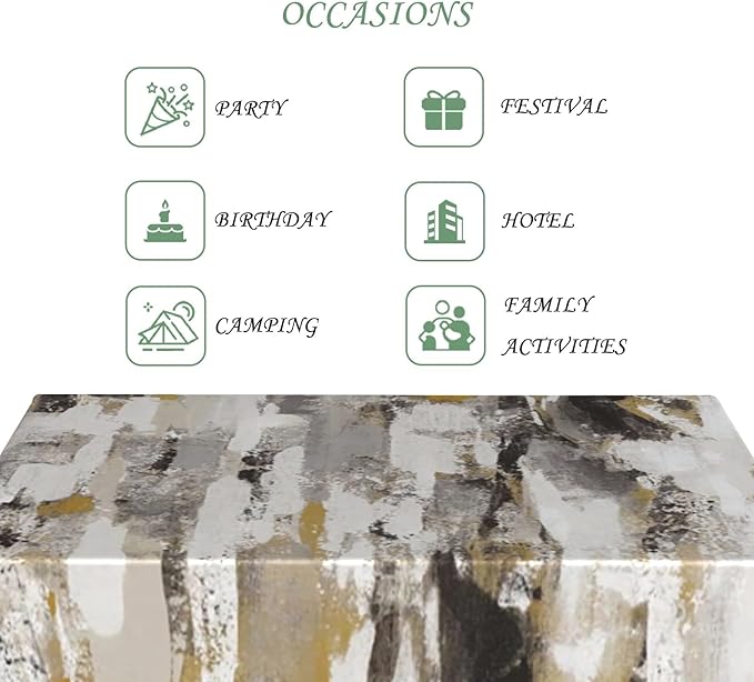 60x102 Inch Oil Painting Rectangular Tablecloth Grunge Modern Art Table Cloth Waterproof Durable Table Cover for Kitchen Dining Home Party Studio Decor