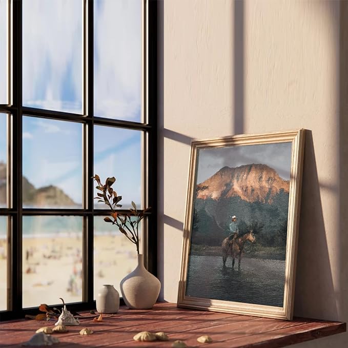 XOCUUI Cowboy Canvas Wall Art Vintage Print Oil Paintings 8x10 Inch, Western Cowboy Mid Century American West Country for Home Office Living Room Bathroom Bedroom Wall Decor Unframed