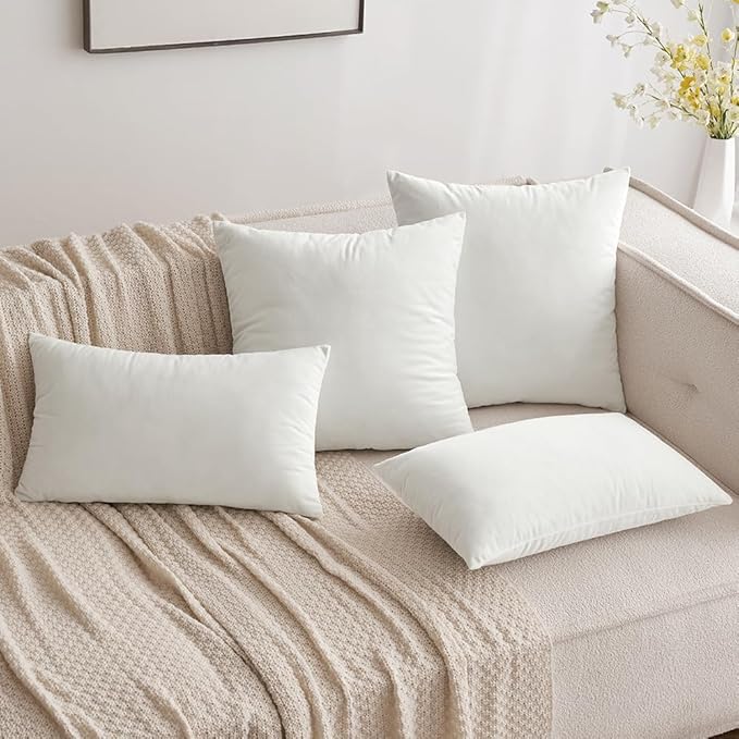 MIULEE Pack of 2 Velvet Soft Solid Decorative Square Throw Pillow Covers Set Christmas Cushion Case for Spring Couch Sofa Bedroom Car 12x20 Inch 30x50 cm Pure White