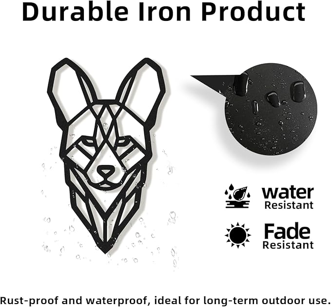 Geometric Animal Metal Wall Art – Modern Polygon Style Metal Wall Decor for Home, Living Room, or Office, Minimalist Wildlife Wall Sculpture, Black Steel Design (Style-3)