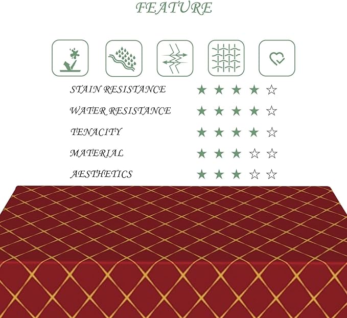 70x90 Inch Christmas Theme Rectangle Tablecloth Red Rhombus Grid Geometric Decoration Table Cloth Washable Durable Table Cover for Kitchen Dining Banquet Ugly Christmas Sweater Party Decor