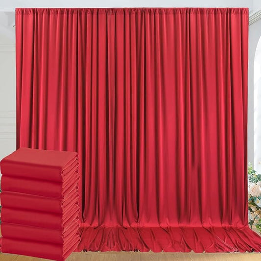 30ftx10ft Wrinkle Free Red Backdrop Curtains for Parties, 6 Panels 5x10ft Silky Polyester Photo Backdrop Drapes for Wedding Birthday Christmas Party Photography Background