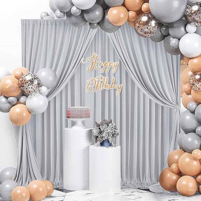 30ft x 10ft Wrinkle Free Silver Backdrop Curtain for Parties, Thick Fabric Backdrop Drapes for Wedding Space Birthday Party Photography Background Baby Shower Decor