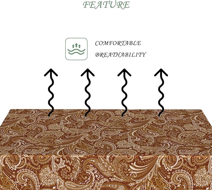 54x108 Inch Paisley Floral Rectangular Tablecloth Indian Ethnic Vintage Print Table Cloth Bohemian Washable Durable Table Cover for Dining Banquet Garden Patio Decor